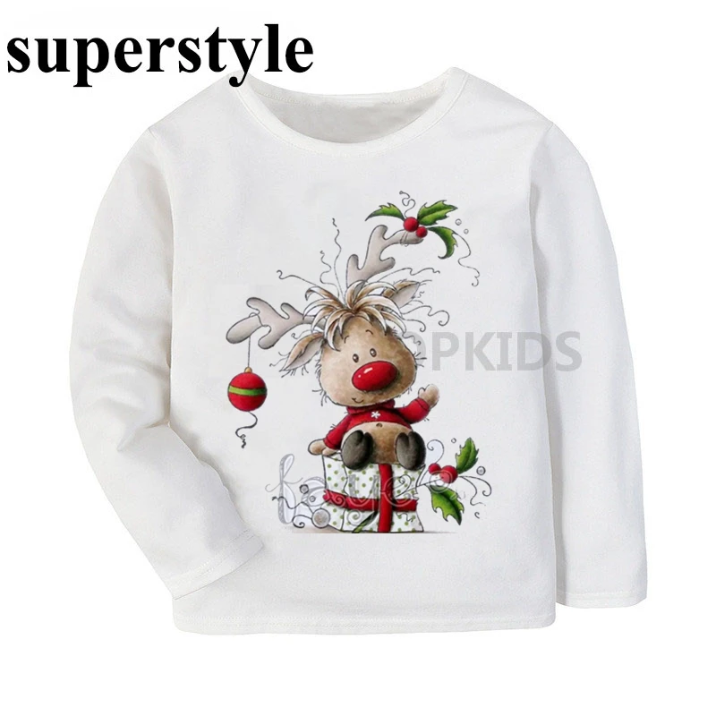 Детские футболки с длинными рукавами для мальчиков и девочек на новый год 2020