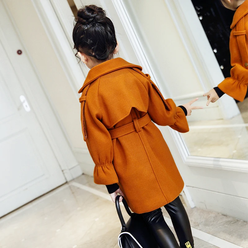 Зимняя куртка для девочек однотонное розовое пальто одежда шерстяное детей