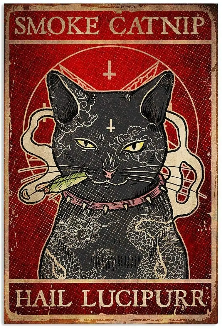 

Cats Metal Wall Art Tin Sign Pets Bathroom Decor Vintage Decorative Posters Garden Decoration Outdoor Home Decoration Modern