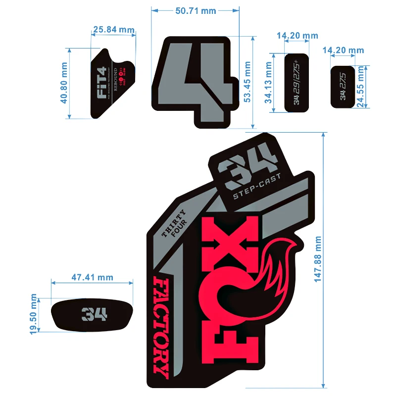 

2021-fox34 float factory front fork sticker decorative bicycle sticker personalized color change custom waterproof and lightfast