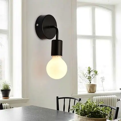 Современная железная настенная лампа E27 в скандинавском стиле, простой стильный светодиодный светильник с лампочками для стены, комнатное прикроватное освещение, декоративное освещение для дома