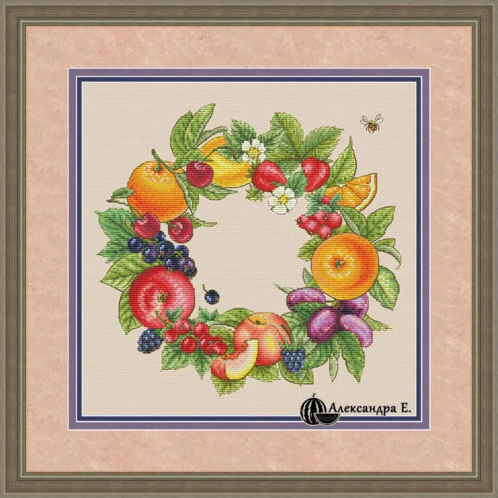 

ZZ1721 DIY Homefun Cross Stitch Kit Packages Counted Cross-Stitching Kits New NOT PRINTED Cross stich Painting Christmas Wreath