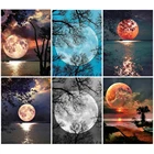 5D алмазная живопись, полная выкладка, круглые картины, луна, алмазная вышивка, живописный Вышивка крестиком, украшение для дома