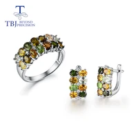 natural fancy color tourmaline jewelry set 925 sterling silver ring and earrings fine jewelry for girl nice gift tbj promotion