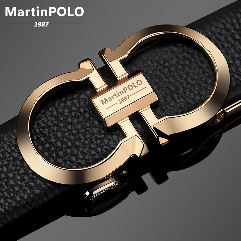Ремень MARTINPOLO мужской из воловьей кожи дизайнерский пояс с автоматической