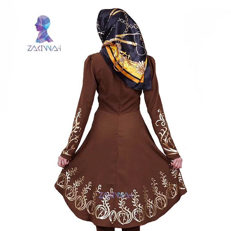 ZK009 модный мусульманский однотонный топ с горячей штамповкой и позолоченным