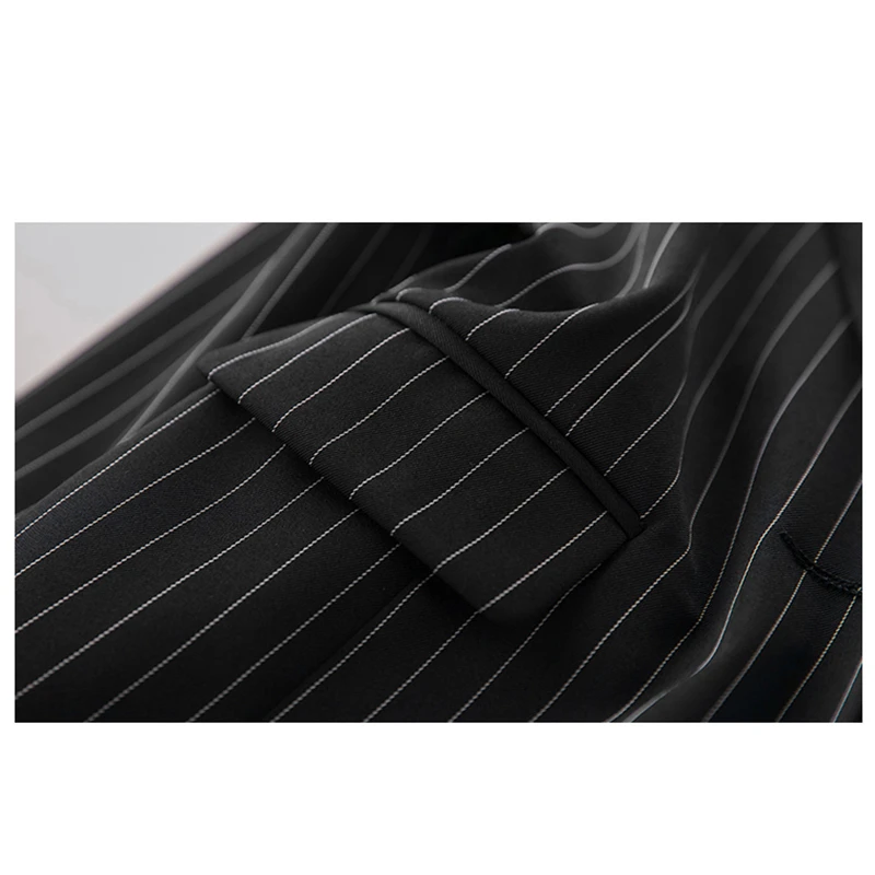 Женский блейзер в полоску повседневный Блейзер синего цвета с длинным рукавом на