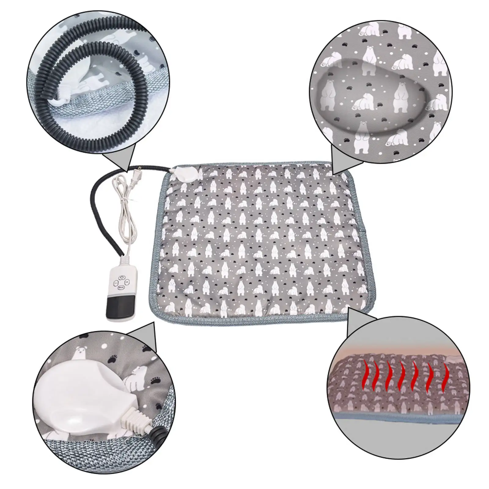 

Терморегулируемая нагревательная подушка для домашних животных из ткани Оксфорд, 18 дюймов, водонепроницаемая, электрическая, согревающая, ...