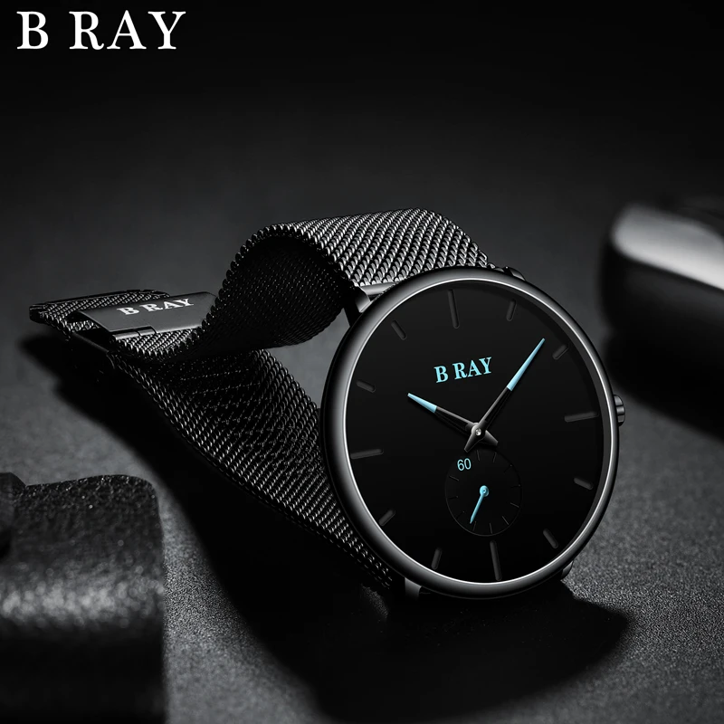 B RAY модные мужские часы Топ бренд Роскошные Кварцевые повседневные тонкие