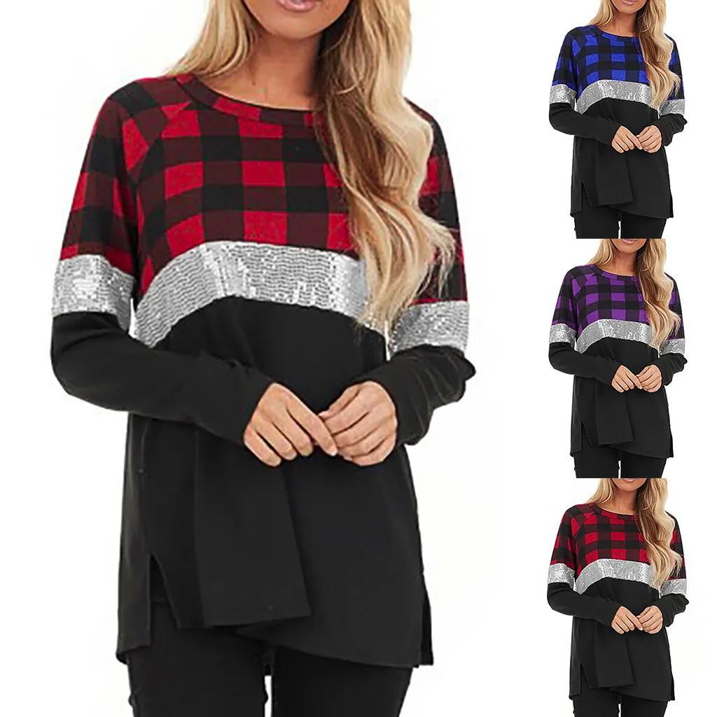 Женские топы с блестками рубашки сшитые блестящими длинными рукавами пуловер