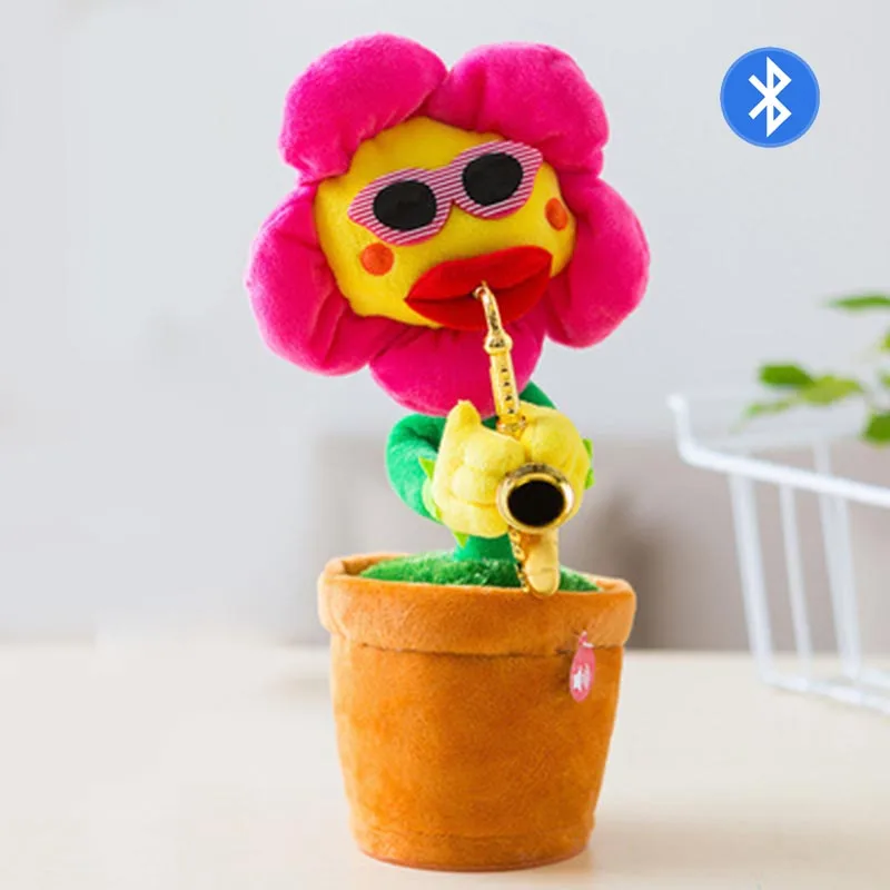 

2020 Electric Saxophone Sunflower Toy Creative Singing Dancing Plush Puzzle Toy Novelty Gifts for Children