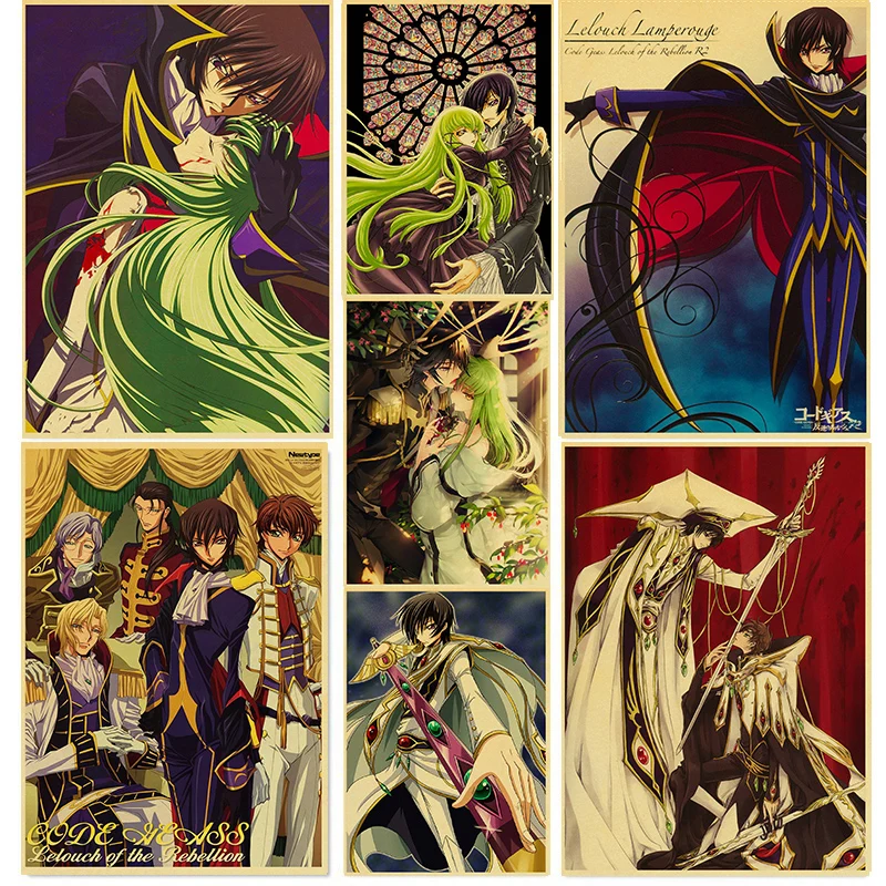 

Classic Anime Code Geass Lelouch of The Rebellion Poster Retro Kraft Paper Poster Art Painting Wall Stickers Home Room Decor