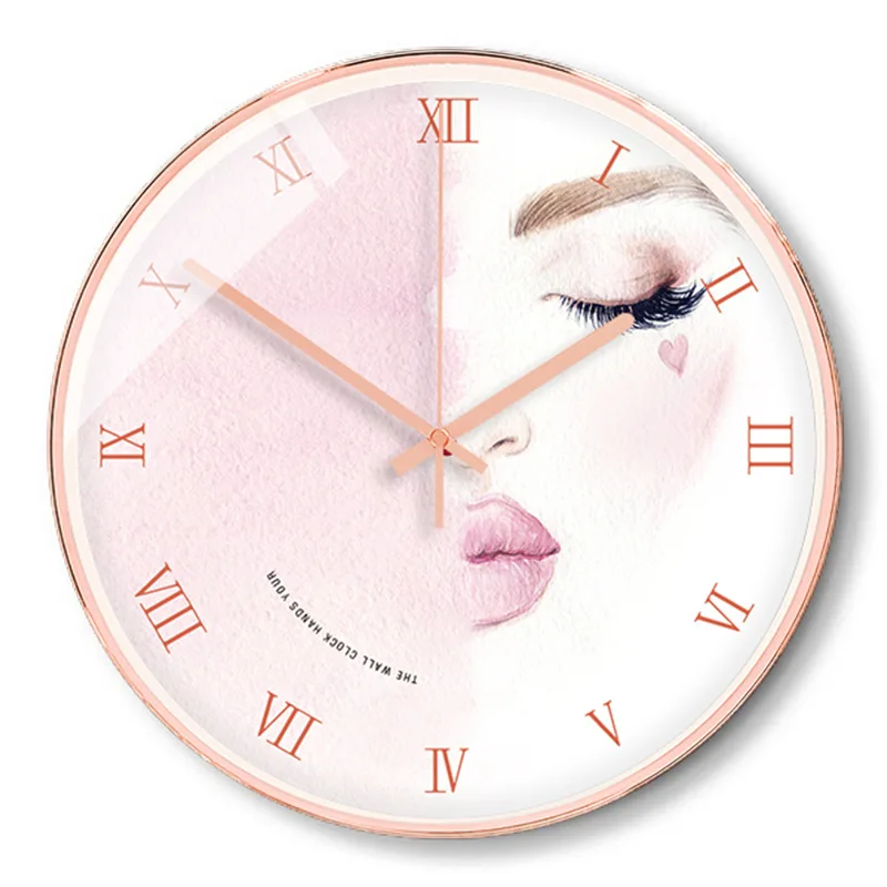 

Розовые Настенные часы, современный дизайн, винтажные часы в деревенском стиле, потертые часы, тихие художественные часы, украшение для дом...