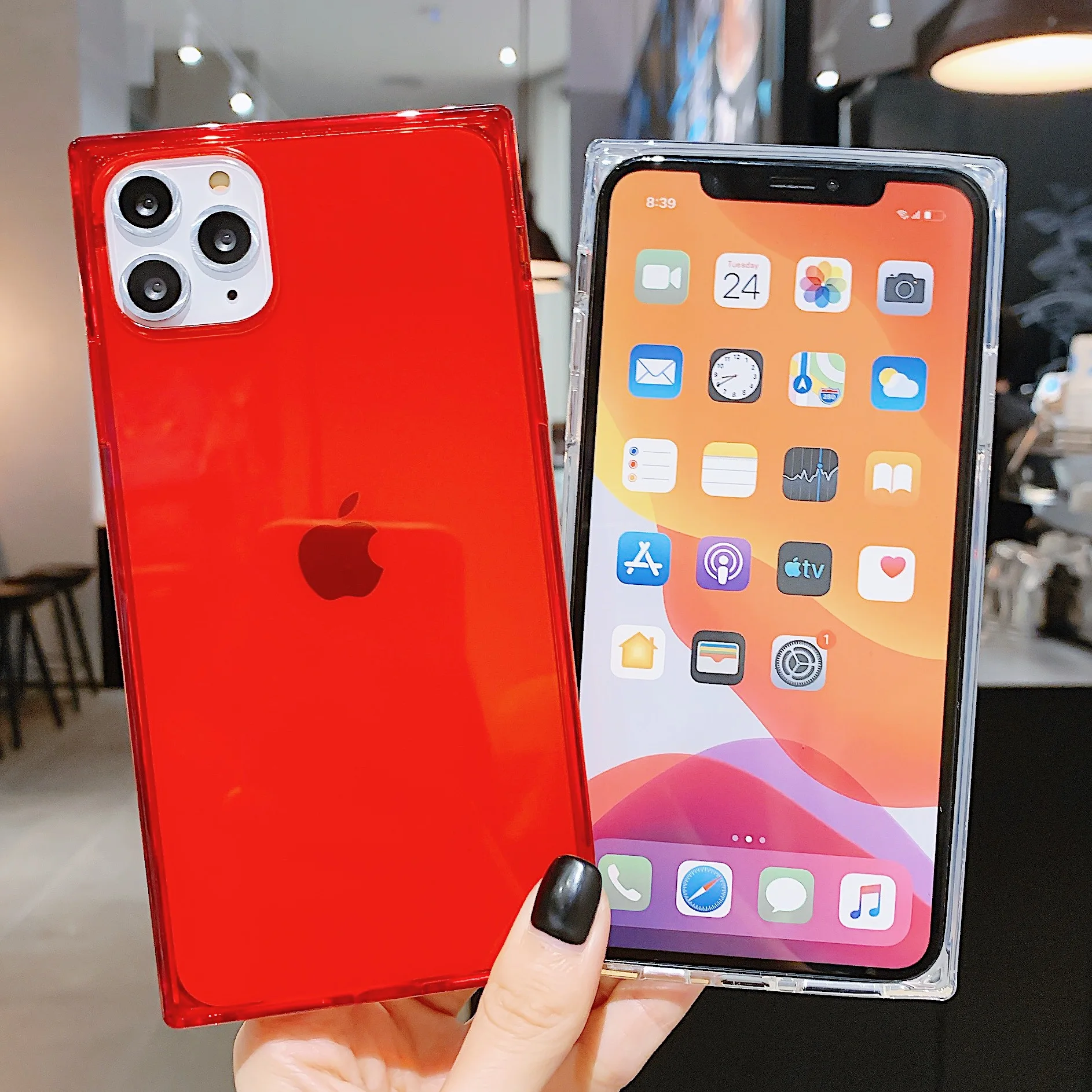 Модный квадратный сверкающий чехол для телефона iPhone 11Pro max X XS XR MAX 8 7 6 6S Прозрачный