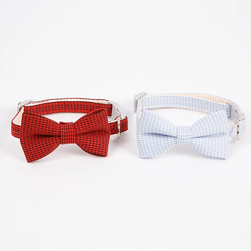 

New Arrival Leather Cat Collar Small Dog Kawaii British Style Bow Pet Collar Puppy Accessories Products Dog Supplies