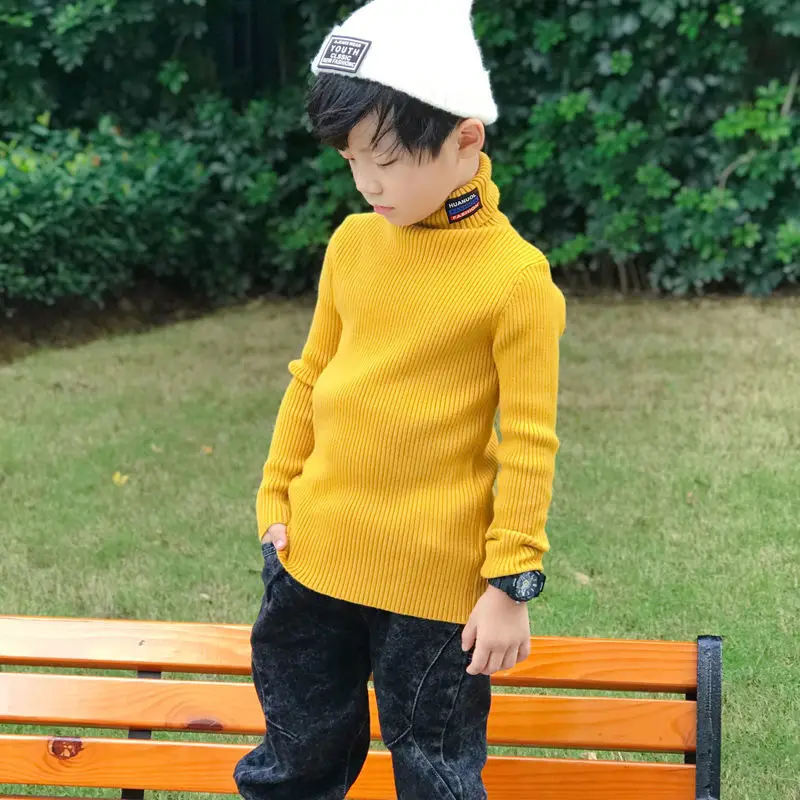 

New 2-13T Kids Baby Sweater Boys Girls Winter Pullover Warm Top Long-sleeve Stretch Turtleneck Knit Sweater Outerwear Knitwear