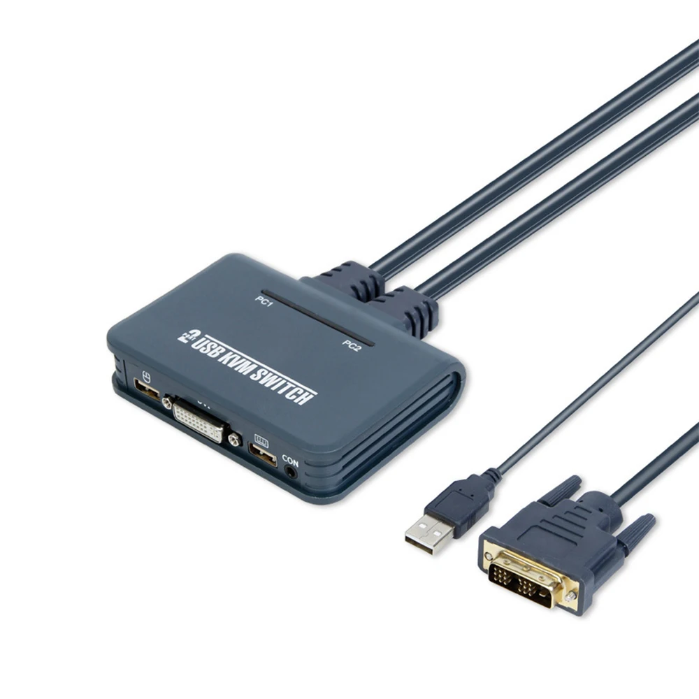 KVM-переключатель USB DVI 2X1, переключатель DVI KVM-переключатель 2X1 с настольным контроллером (управление 2 ПК через 1 пару USB-мыши и клавиатуры) от AliExpress RU&CIS NEW