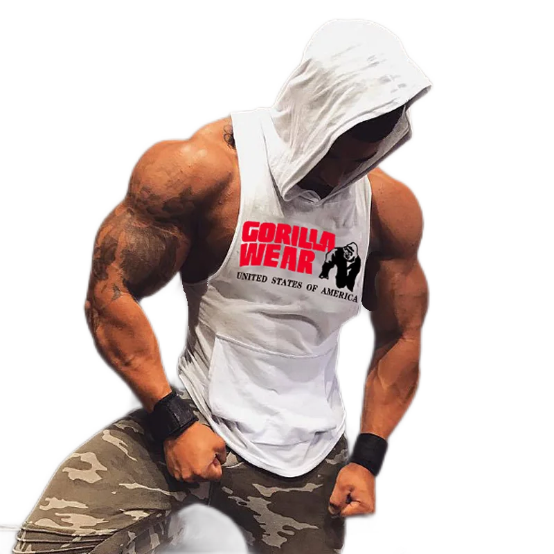 Мужская модная Толстовка без рукавов с принтом для фитнеса Спортивная майка из
