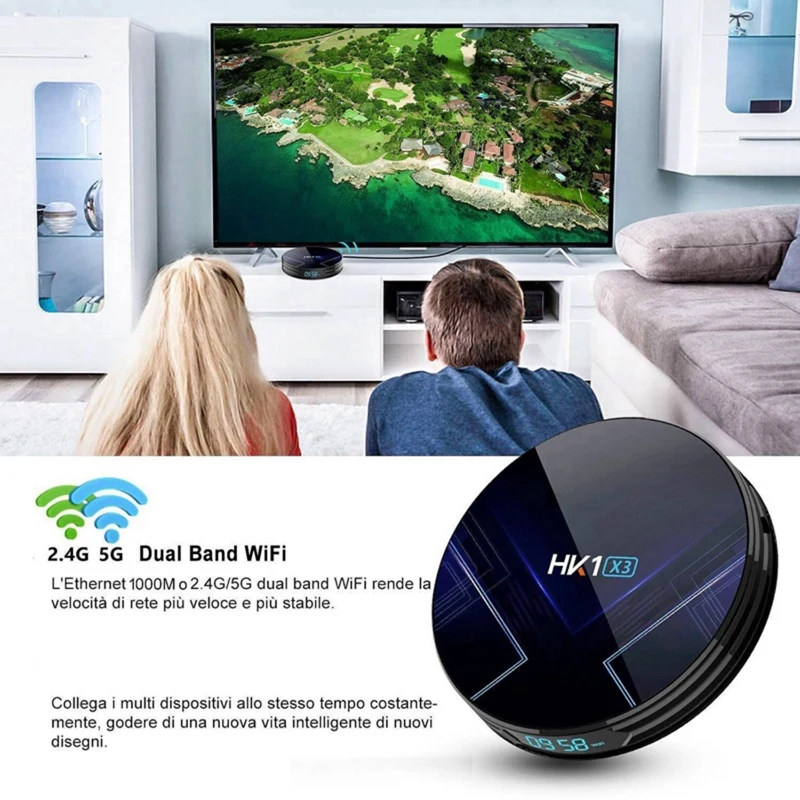 

HK1 X3 Android 9.0 S905X3 Smart TV Box 4GB DDR3 128GB 2.4G 5G Player