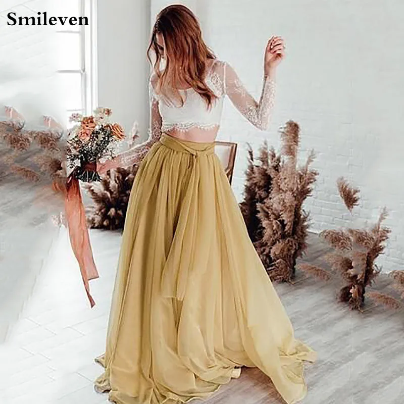 Свадебные платья Smileven в стиле бохо 2 предмета кружевные пляжные невесты с длинным
