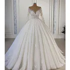 Женское кружевное бальное платье, привлекательное бальное платье из тюля с длинным рукавом и бусинами, свадебное платье, 2021