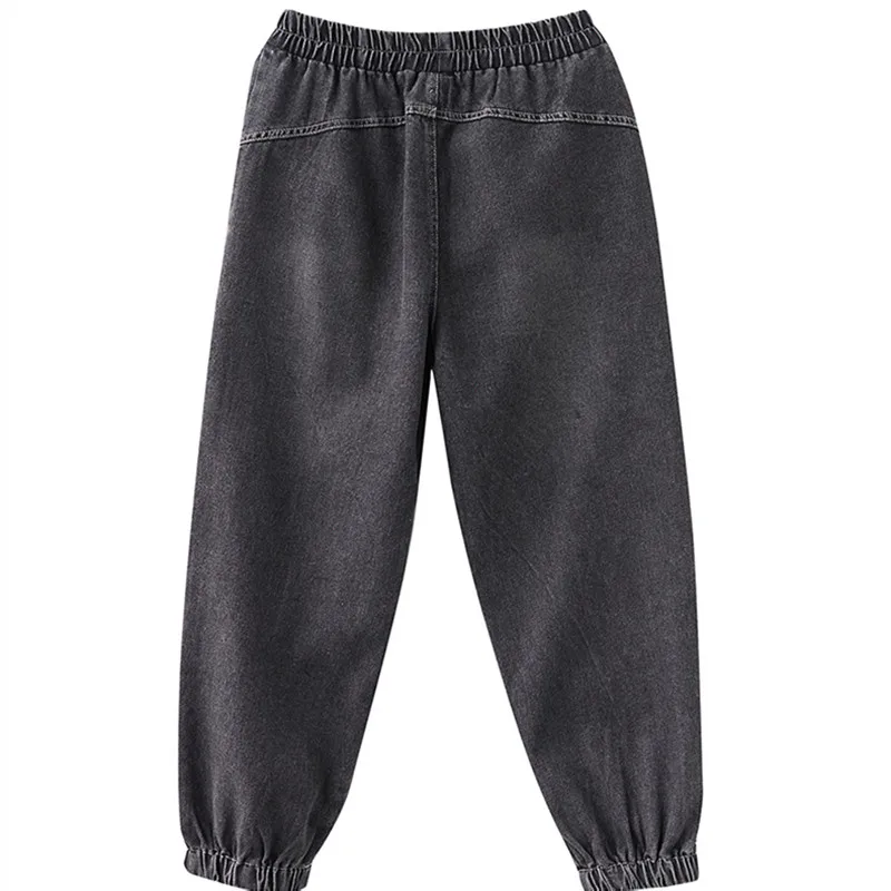 

POUNGDUDU 2021 100KG Wearable Women Jeans Oversize Pants Denim Harem Trousers Female Jogger Elastic Waist Casual All-Match
