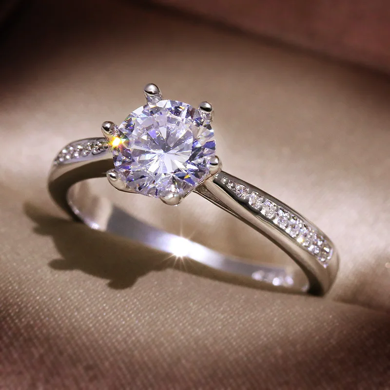 Лидер продаж серебряное кольцо 1 карат сердце стрела циркон камень 6 когтей