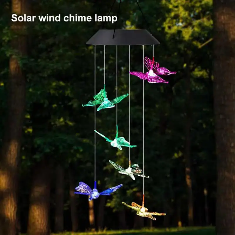 

Color Changing Solar Power Wind Chime Snowman Dragonfly Love Waterproof Outdoor Christmas Decoration Light For Patio Yard Garden