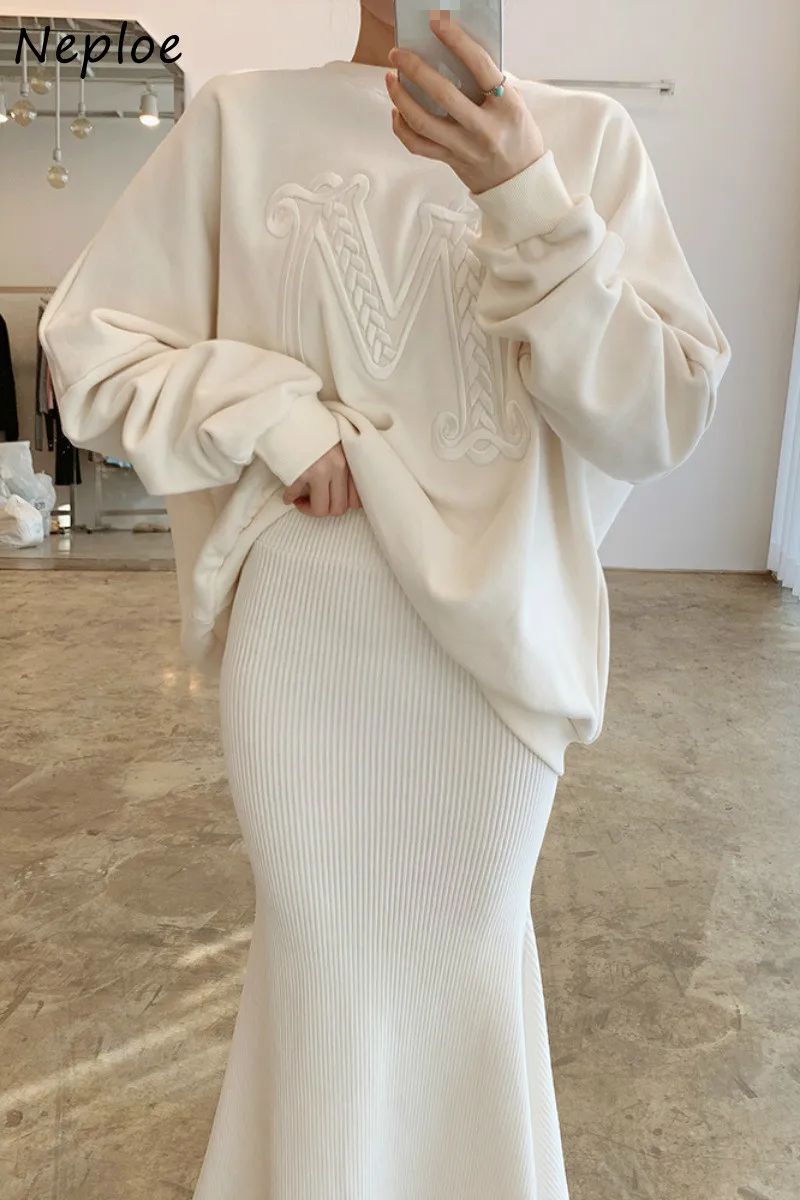 

Lettre Broderie Vestes a Capuche Femmes Coreen Chic elegant a Manches Longues a Capuche 2021 mode Lache Decontracte Sweat