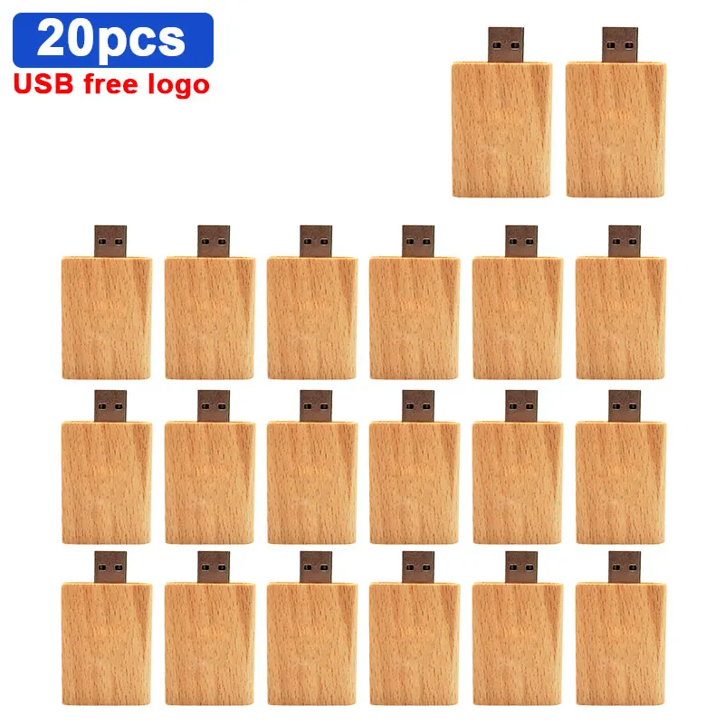 

20pcs/lot free logo USB wooden u disk Flash Drive Waterproof Pen Drive 64GB USB2.0 Pendrive 4GB 8GB 16GB 32GB Flash Memory Stick