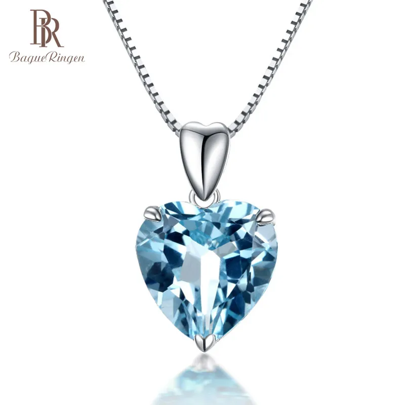 Bague Ringen Серебро 925 ювелирное ожерелье с сердцем моря Форма Сапфир кулон Роскошные ювелирные изделия подарок на свадьбу, помолвку