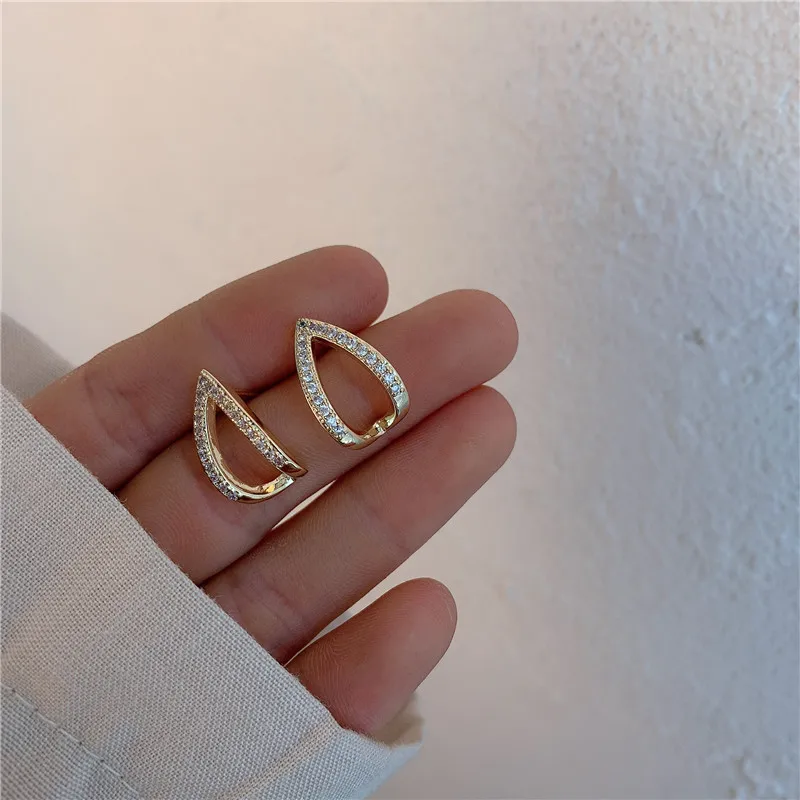 

S925 Silver Needles Small Triangle Earring Cubic Zirconia Personalized 14K Gold Plated Earrings For Young Girl Gifts