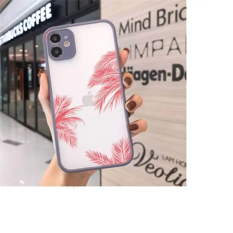 

rose gold palm tree Phone Cases matte transparent For iphone 7 8 11 12 plus mini x xs xr pro max cover