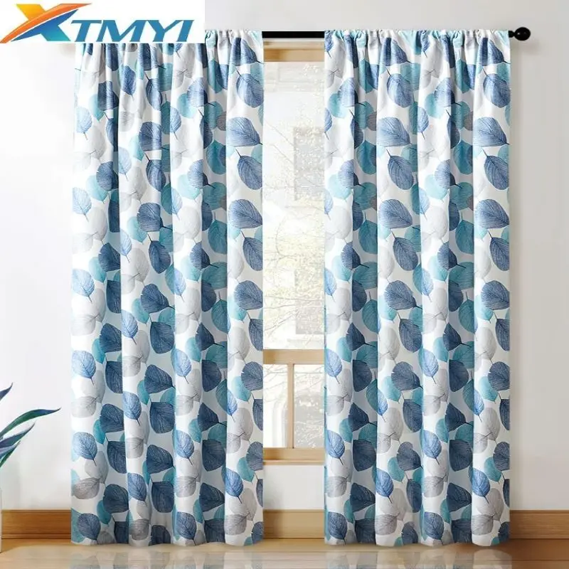 

XTMYI Blackout Curtains Leaves Printed Living Room Darkening Window Treatment bedroom curtains Decoration Kitchen Drapes