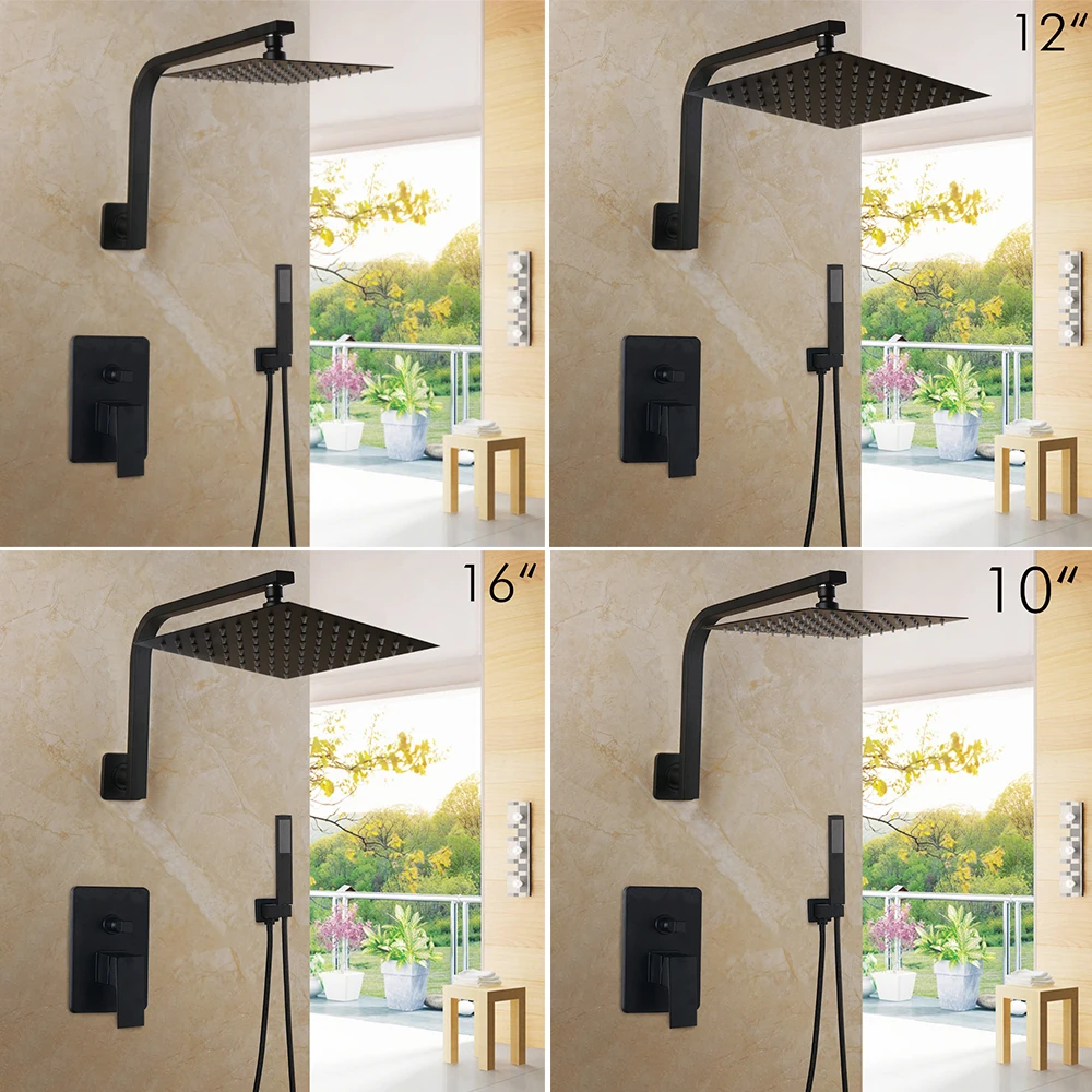 kemaidi bathroom shower combo set wall mount shower system bathroom rainfall shower head rain mixer shower combo set matte black free global shipping