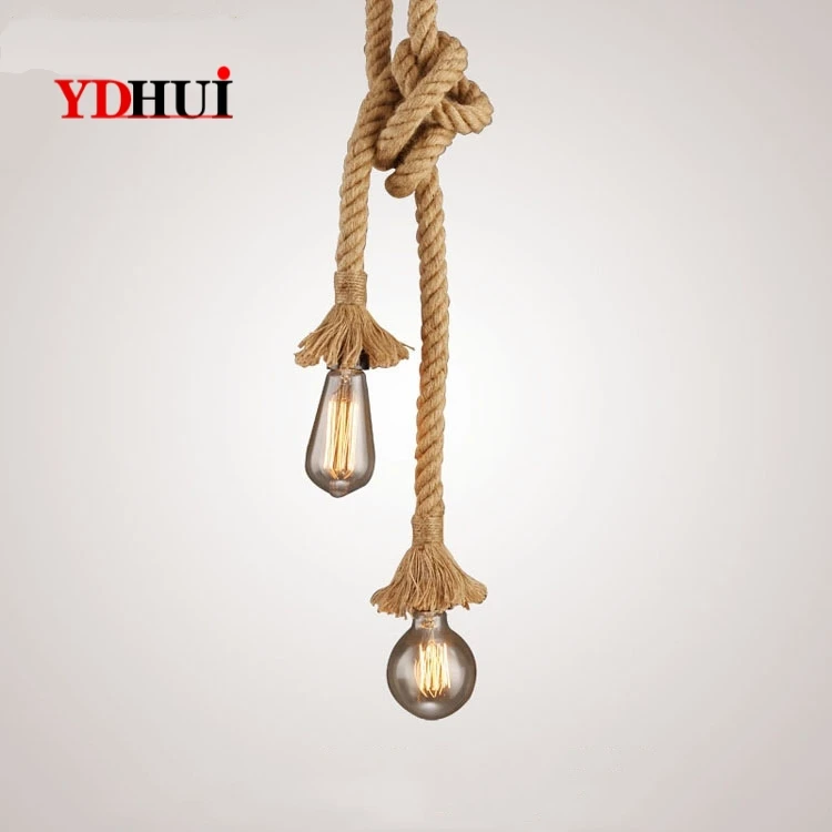 Подвесной светильник на пеньковом канате s Винтаж Ретро промышленный подвесной