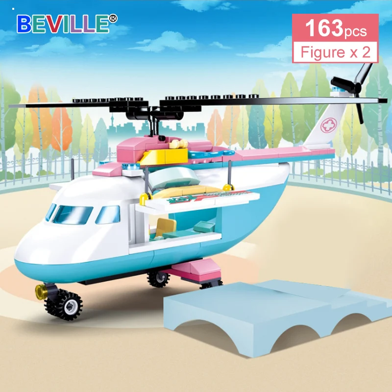 

163Pcs Girls Friends Toys Building Blocks Medical Ambulance Aircraft DIY Model Figures Bricks Girl For Children New Year Gifts