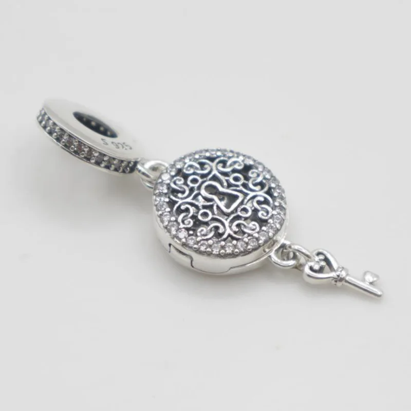 

100% 925 Sterling Silver Charm New Key Love Key Swing Pendant Fit Pandora Women Bracelet & Necklace Diy Jewelry