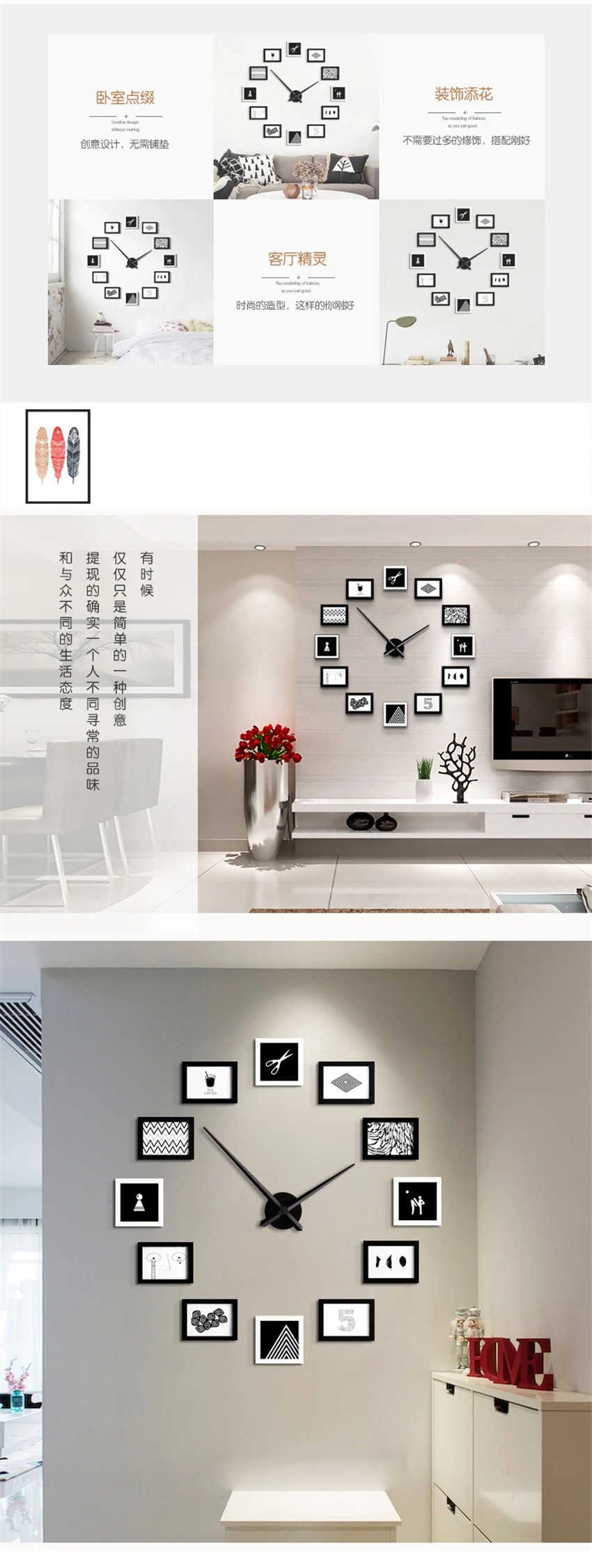 Фото рамочные настенные часы Новые DIY современный дизайн искусство картина кварцевые часы гостиная домашний декор офис Horloge