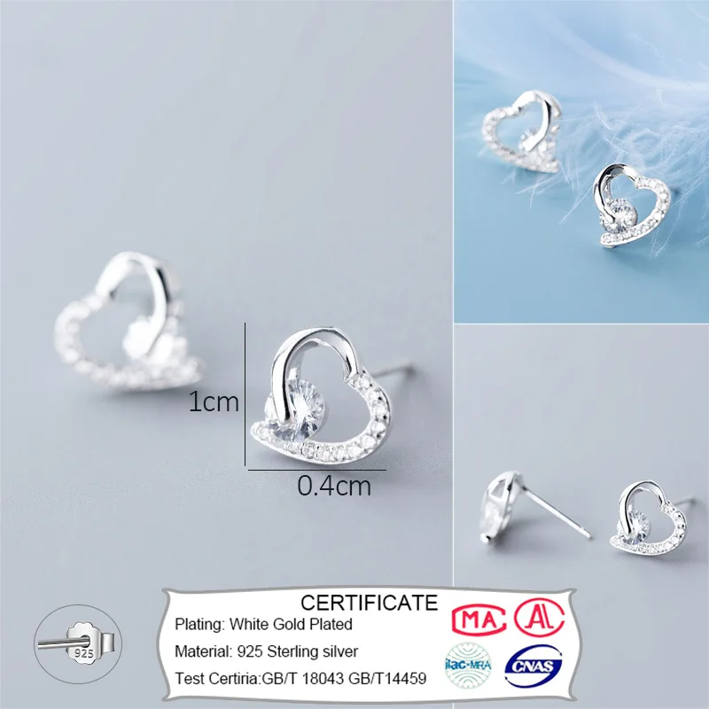 Trusta 925 пробы серебряные ювелирные изделия модные милые миниатюрные 8 мм X 7 мм полые серьги-гвоздики в форме сердца подарок для девочек, детей, леди DS514