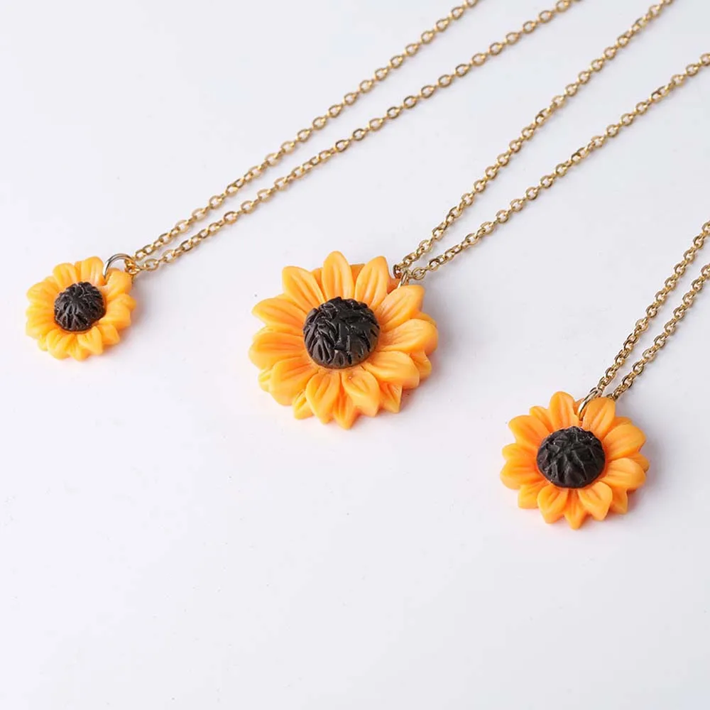 Новое ожерелье в виде подсолнуха маленькое искусственное золотого цвета из