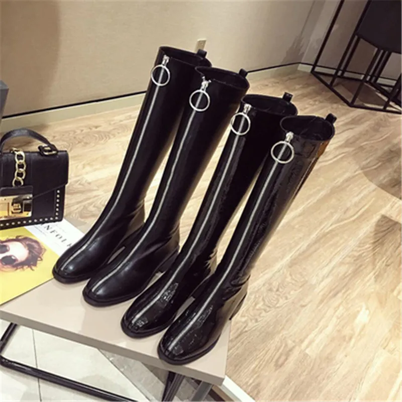 

Bmante Women Boots Winter Zip Knee High Boots Dark Goth Women Platform Shoes Brand Fashion Office Lady botines mujer 2020 Riding