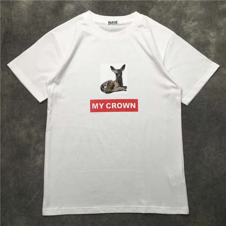 

Men 2020 New Novelty My Crown deer elk T Shirts T-Shirt Hip Hop Skateboard Street Cotton T-Shirts Tee Top kenye S-XXL #K59