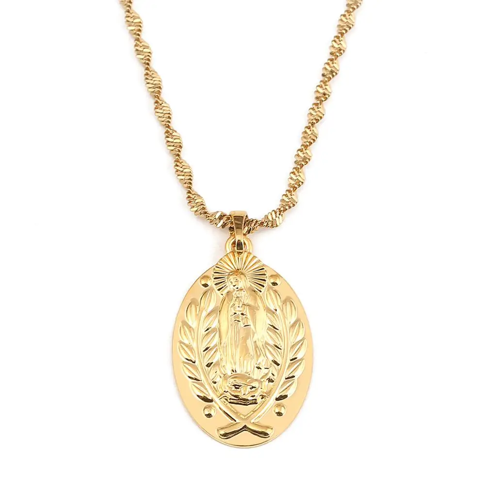 Ожерелья Девы Марии золотого цвета католические религиозные украшения|Подвески|