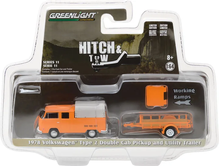 

Greenlight 1:64 Volks wagen VW T2 tractor-trailer Collection Metal Die-cast Simulation Model Cars Toys