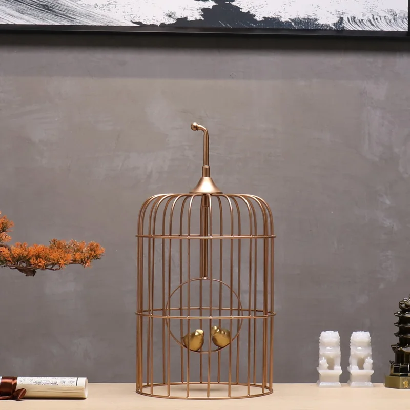 

New Chinese Creative Iron Metal Birdcage Model Room Hotel Club Living Room Interior TV Cabinet Hallway Decoration
