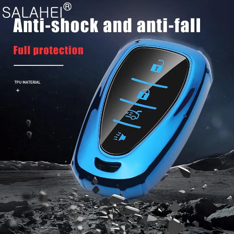 

4 Buttons Soft TPU Car Key Case Auto Key Protection Cover Holder For Chevrolet New Malibu Sonic Impala Volt 2016-2018 XL Equinox