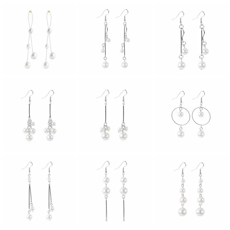

OTOKY Long Pealrs Pendant Earrings For Women Girls Simple Autumn Winter Imitation Pearl Tassel Female Tassel Piercing Jewelry