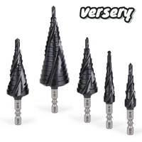 free shipping hex shank hss co m35 cobalt tiain spiral groove 3 flutes step drill bits for stainless steel iron hole opener saw