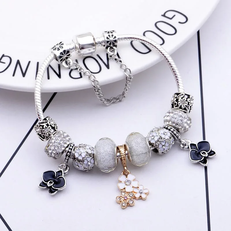 

pandora-style Magnolia Pendant DIY Big Hole Bead Fashion Bracelet